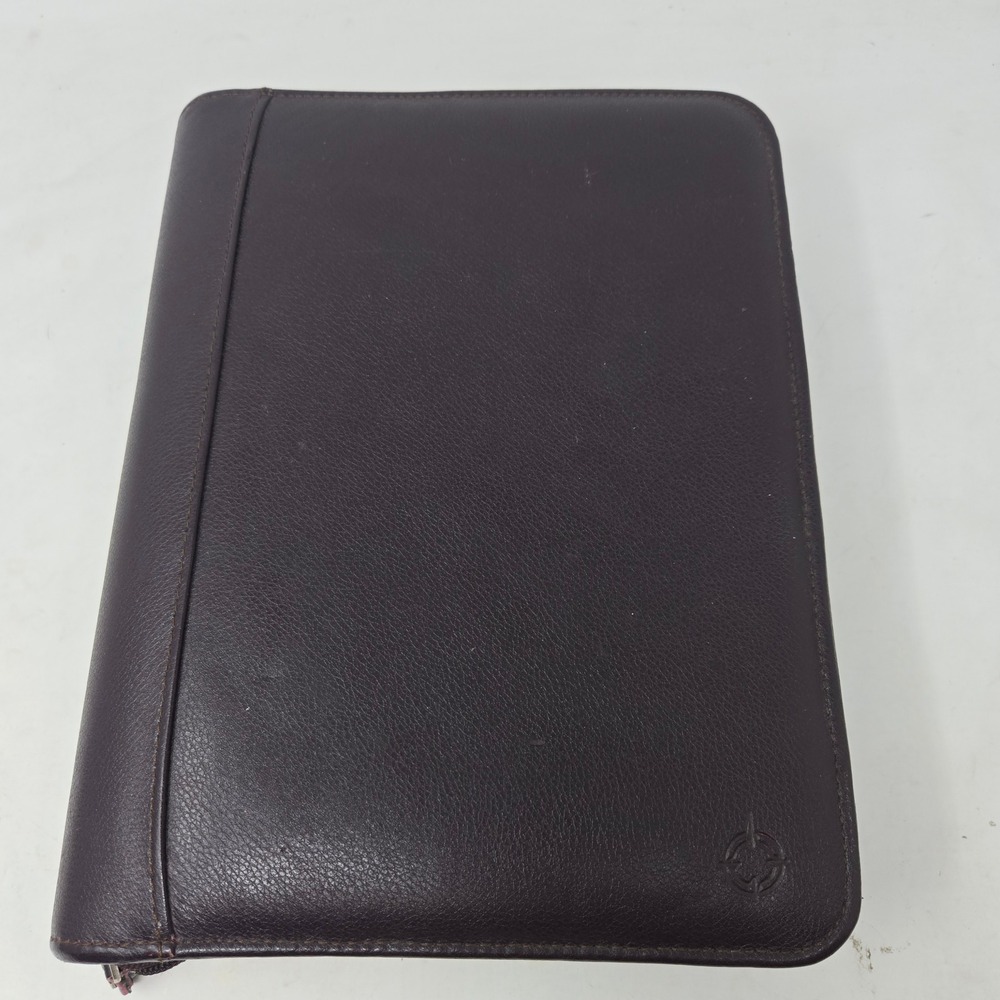 Franklin Covey 7 Ring Zippered Leather Planner Binder Ox Blood Top Grain Cowhide
